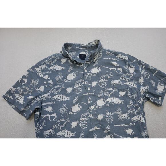 J Crew Button Up Dress Shirt Hawaiian Casual Short Sleeve Pocket Mens Sz Small - Picture 4 of 6